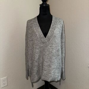 H&M Label Of Graded Goods Sweater Women's Small Gray Knitted Long Sleeve V-Neck
